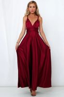 Women's Party Dress Elegant Sexy V Neck Sleeveless Solid Color Maxi Long Dress Banquet main image 3