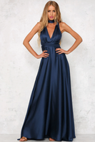 Women's Party Dress Elegant Sexy V Neck Sleeveless Solid Color Maxi Long Dress Banquet main image 4