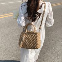 Women's Straw Solid Color Vacation Beach Streetwear Weave Sewing Thread Square String Handbag main image 3