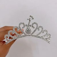 Fashion Crown Alloy Plating Inlay Rhinestones Pearl Insert Comb 1 Piece sku image 23