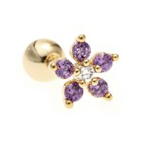 1 Piece Ig Style Simple Style Geometric Flower Plating Inlay Brass Zircon 18k Gold Plated White Gold Plated Ear Studs main image 2