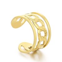 Titanium Steel 18K Gold Plated Simple Style Polishing Solid Color Open Rings sku image 15