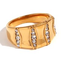 Wholesale Vintage Style Simple Style Color Block Flower Stainless Steel Plating 18k Gold Plated Rings sku image 7