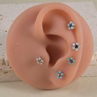 1 Piece Lady Simple Style Shiny Flower Petal Inlay Stainless Steel Artificial Gemstones Artificial Rhinestones Ear Studs main image 1