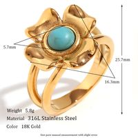 Wholesale Vintage Style Simple Style Color Block Flower Stainless Steel Plating 18k Gold Plated Rings sku image 14