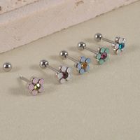 1 Piece Lady Simple Style Shiny Flower Petal Inlay Stainless Steel Artificial Gemstones Artificial Rhinestones Ear Studs main image 4