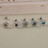 1 Piece Lady Simple Style Shiny Flower Petal Inlay Stainless Steel Artificial Gemstones Artificial Rhinestones Ear Studs main image 3
