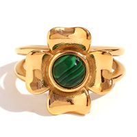 Wholesale Vintage Style Simple Style Color Block Flower Stainless Steel Plating 18k Gold Plated Rings sku image 8