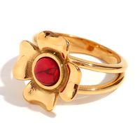 Wholesale Vintage Style Simple Style Color Block Flower Stainless Steel Plating 18k Gold Plated Rings sku image 10