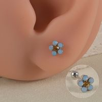 1 Piece Lady Simple Style Shiny Flower Petal Inlay Stainless Steel Artificial Gemstones Artificial Rhinestones Ear Studs sku image 3