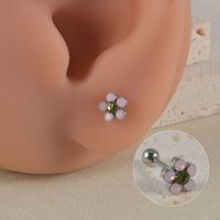 1 Piece Lady Simple Style Shiny Flower Petal Inlay Stainless Steel Artificial Gemstones Artificial Rhinestones Ear Studs sku image 5