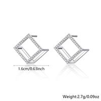 1 Pair Simple Style Commute Shiny Square Plating Hollow Out Inlay Sterling Silver Zircon White Gold Plated Ear Studs main image 2