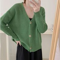 Women's Cardigan Long Sleeve Sweaters & Cardigans Casual Solid Color main image 2
