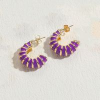 1 Par Elegante Lujoso Estilo Clásico Raya Enchapado Cobre Chapado En Oro De 14 Quilates. Pendientes sku image 5