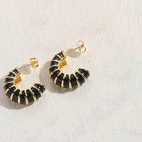 1 Pair Elegant Luxurious Classic Style Stripe Plating Copper 14k Gold Plated Ear Studs sku image 10