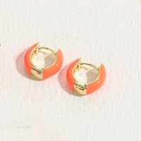 1 Pair Elegant Luxurious Classic Style Solid Color Enamel Plating Copper 14k Gold Plated Hoop Earrings sku image 1