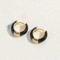 1 Pair Elegant Luxurious Classic Style Solid Color Enamel Plating Copper 14k Gold Plated Hoop Earrings sku image 2