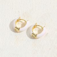 1 Pair Elegant Luxurious Classic Style Solid Color Enamel Plating Copper 14k Gold Plated Hoop Earrings sku image 4