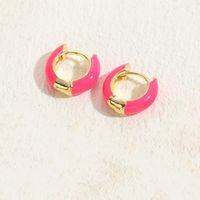 1 Pair Elegant Luxurious Classic Style Solid Color Enamel Plating Copper 14k Gold Plated Hoop Earrings sku image 5