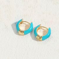 1 Pair Elegant Luxurious Classic Style Solid Color Enamel Plating Copper 14k Gold Plated Hoop Earrings sku image 6