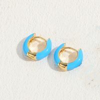 1 Pair Elegant Luxurious Classic Style Solid Color Enamel Plating Copper 14k Gold Plated Hoop Earrings sku image 7