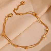 Basic Simple Style Classic Style Solid Color Stainless Steel Plating 18k Gold Plated Women's Anklet main image 4