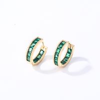 1 Pair Casual Vintage Style Simple Style Solid Color Inlay Copper Zircon Gold Plated Silver Plated Hoop Earrings main image 5