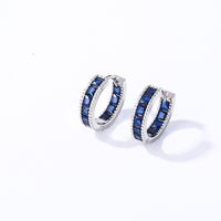 1 Pair Casual Vintage Style Simple Style Solid Color Inlay Copper Zircon Gold Plated Silver Plated Hoop Earrings main image 4