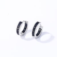 1 Pair Casual Vintage Style Simple Style Solid Color Inlay Copper Zircon Gold Plated Silver Plated Hoop Earrings main image 3