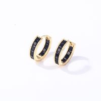 1 Pair Casual Vintage Style Simple Style Solid Color Inlay Copper Zircon Gold Plated Silver Plated Hoop Earrings main image 2