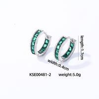 1 Pair Casual Vintage Style Simple Style Solid Color Inlay Copper Zircon Gold Plated Silver Plated Hoop Earrings sku image 2