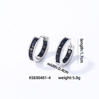 1 Pair Casual Vintage Style Simple Style Solid Color Inlay Copper Zircon Gold Plated Silver Plated Hoop Earrings sku image 3