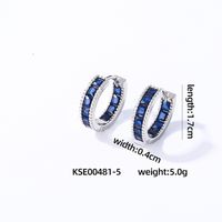 1 Pair Casual Vintage Style Simple Style Solid Color Inlay Copper Zircon Gold Plated Silver Plated Hoop Earrings sku image 4
