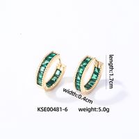 1 Pair Casual Vintage Style Simple Style Solid Color Inlay Copper Zircon Gold Plated Silver Plated Hoop Earrings sku image 5
