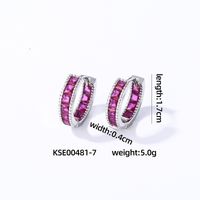 1 Pair Casual Vintage Style Simple Style Solid Color Inlay Copper Zircon Gold Plated Silver Plated Hoop Earrings sku image 10