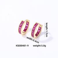 1 Pair Casual Vintage Style Simple Style Solid Color Inlay Copper Zircon Gold Plated Silver Plated Hoop Earrings sku image 6