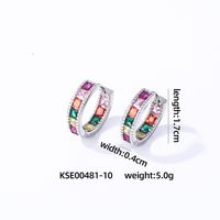 1 Pair Casual Vintage Style Simple Style Solid Color Inlay Copper Zircon Gold Plated Silver Plated Hoop Earrings sku image 7