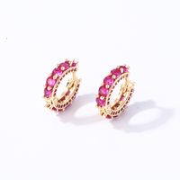 1 Pair Casual Vintage Style Luxurious Solid Color Inlay Copper Zircon K Gold Plated Hoop Earrings main image 4
