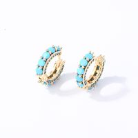 1 Pair Casual Vintage Style Luxurious Solid Color Inlay Copper Zircon K Gold Plated Hoop Earrings main image 5