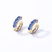 1 Pair Casual Vintage Style Luxurious Solid Color Inlay Copper Zircon K Gold Plated Hoop Earrings main image 3
