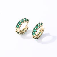1 Pair Casual Vintage Style Luxurious Solid Color Inlay Copper Zircon K Gold Plated Hoop Earrings main image 2
