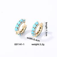 1 Pair Casual Vintage Style Luxurious Solid Color Inlay Copper Zircon K Gold Plated Hoop Earrings sku image 1