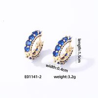 1 Paire Décontractée Style Vintage Luxueux Couleur Unie Incruster Le Cuivre Zircon Plaqué Or K Boucles D'oreilles Cerceau sku image 2