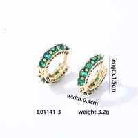 1 Pair Casual Vintage Style Luxurious Solid Color Inlay Copper Zircon K Gold Plated Hoop Earrings sku image 3