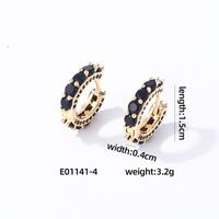 1 Pair Casual Vintage Style Luxurious Solid Color Inlay Copper Zircon K Gold Plated Hoop Earrings sku image 4