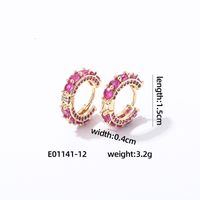 1 Pair Casual Vintage Style Luxurious Solid Color Inlay Copper Zircon K Gold Plated Hoop Earrings sku image 12