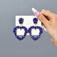 1 Pair Fashion Heart Shape Rhinestone Glass Hollow Out Women's Chandelier Earrings sku image 8