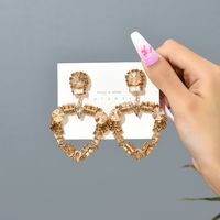1 Pair Fashion Heart Shape Rhinestone Glass Hollow Out Women's Chandelier Earrings sku image 3