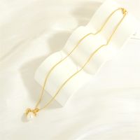 Elegant Simple Style Bow Knot Freshwater Pearl Copper Plating Inlay Zircon 18k Gold Plated Pendant Necklace main image 5
