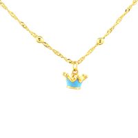 Cute Simple Style Crown Copper 18k Gold Plated Pendant Necklace In Bulk main image 3